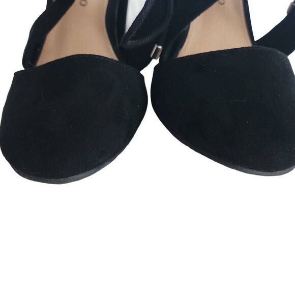 Christian Siriano for Payless Women's Size 5.5 Black Suede Tie Front 3.5" Heels - Picture 6 of 7